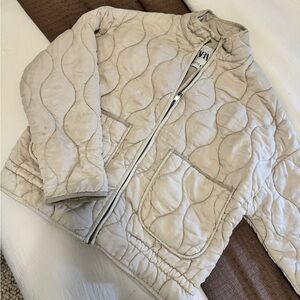 Zara Beige Quilted Puffer Jacket